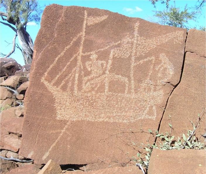 Rock art at Indernoona belived to show SS Xantho 